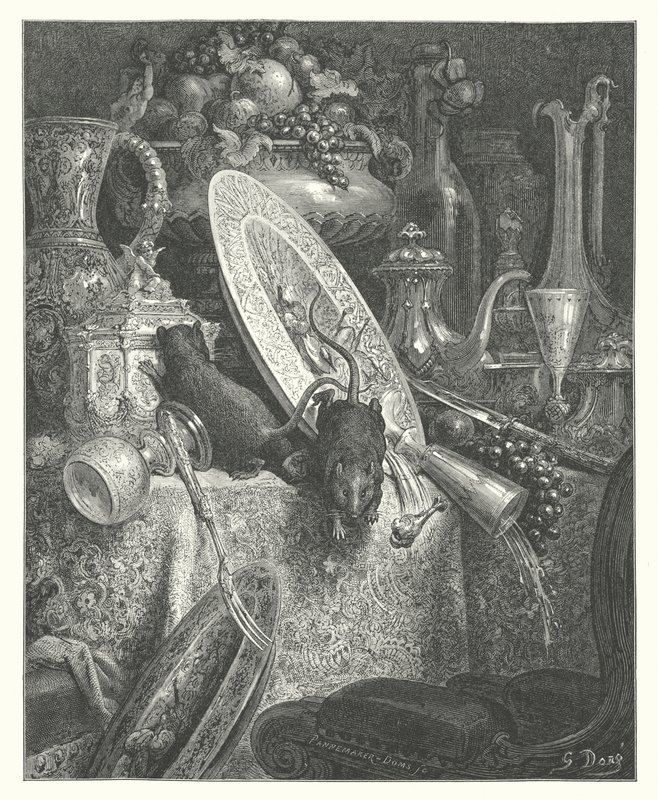 拉封丹的寓言：城里的老鼠和乡下的老鼠》（版画） 作者 古斯塔夫·多尔（Gustave Dore）
