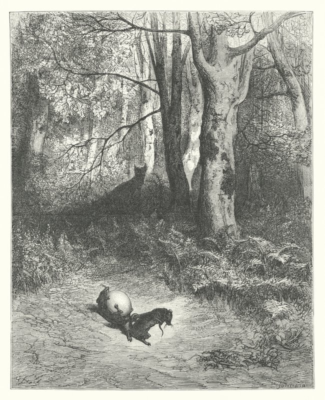 拉封丹寓言：两只老鼠》、《狐狸和蛋》（版画） 作者 古斯塔夫·多尔（Gustave Dore）