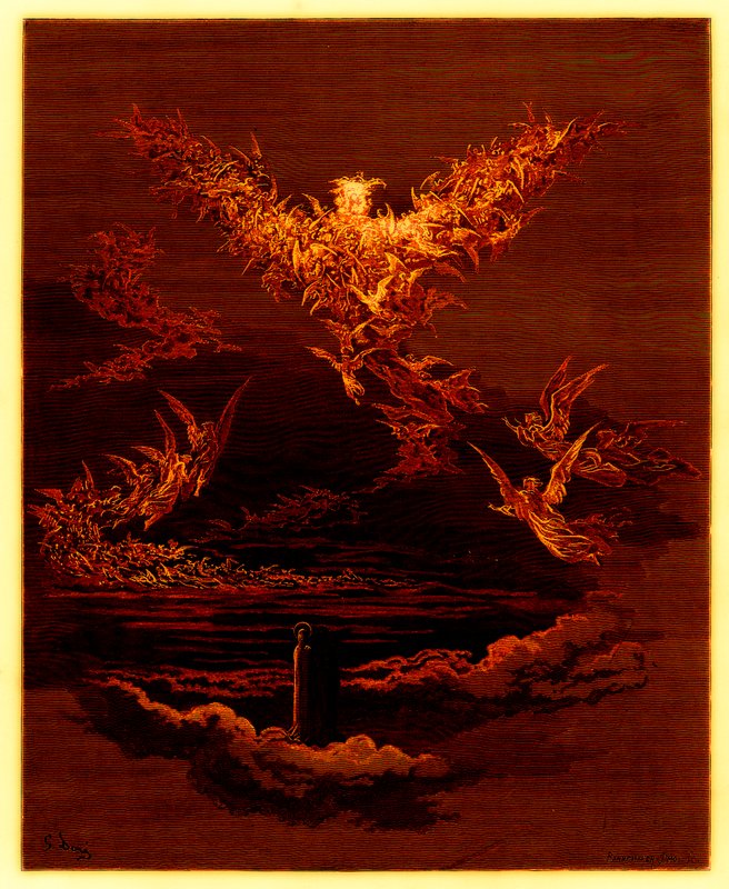 第六天堂的愿景，来自&39;The Dore Gallery&39;的插图，由Stephane Pannemaker（1847-1930）刻，出版于1890年（数字增强图像） 作者 古斯塔夫·多尔（Gustave Dore）