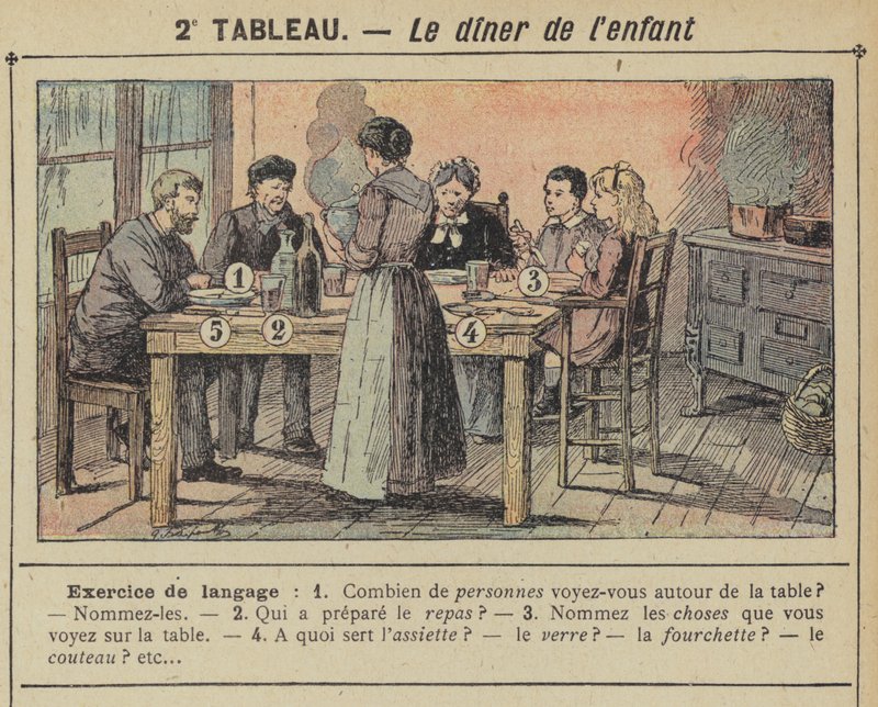 孩子的晚餐（彩色平版印刷）。 作者 古斯塔夫·弗赖蓬（Gustave Fraipont）