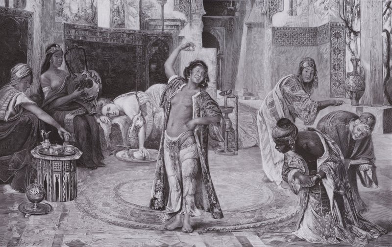 Entertainment in the harem (litho) 作者 久拉·托尔奈（Gyula Tornai）
