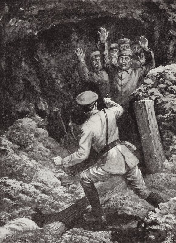 1915年5月，在法国纪梵希（Givenchy）的一个地雷中，莫兰德中尉将18名德国人的囚犯关押起来 作者 里珀格