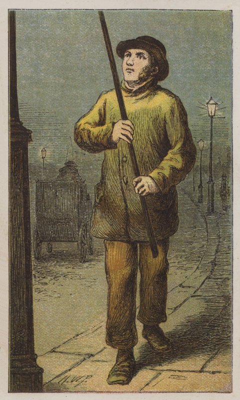 点灯（彩色石版画） 作者 HW（之后）Petherick