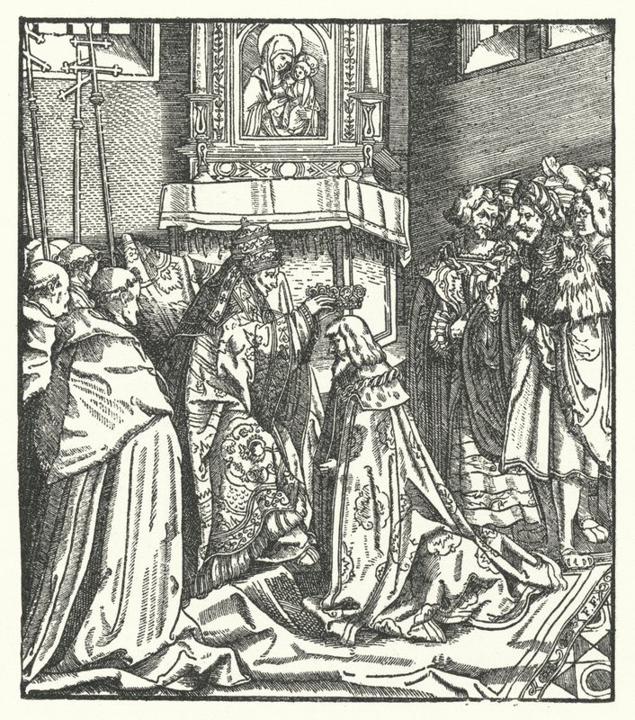 Pope Nicholas V crowning Frederick III Holy Roman Emperor in Rome 作者 汉斯（后）布格克迈尔