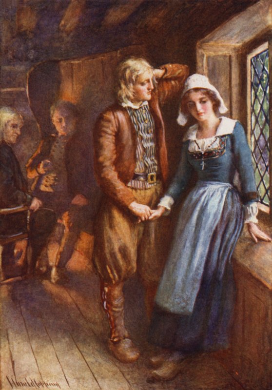 Gabriel and Evangeline (colour litho) 作者 哈罗德·应付