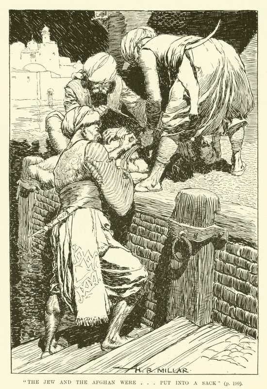 The Jew and the Afghan were...put into a sack (engraving) 作者 哈罗德·罗伯特·米勒