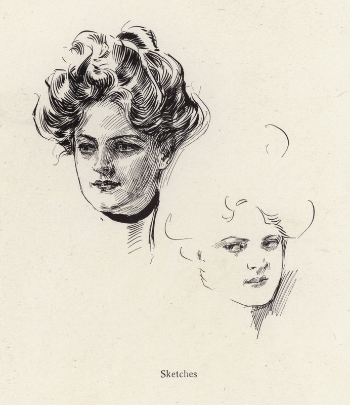 一个年轻女人的钢笔素描（石膏画 作者 哈里森·费舍尔