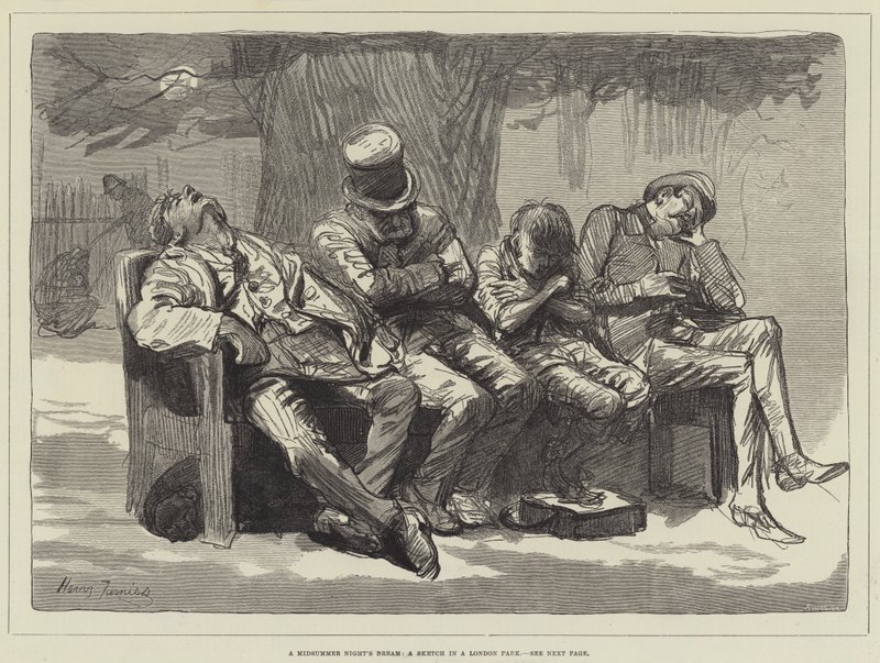 仲夏夜之梦，伦敦公园的素描 作者 哈里·弗尼斯（Harry Furniss）