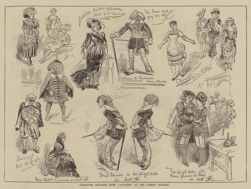 来自斯特兰德剧院的Olivette的人物素描 作者 哈里·弗尼斯（Harry Furniss）