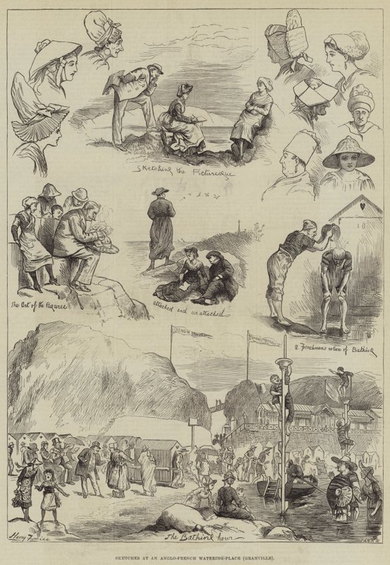 在Granville的Anglo-French Watering-Place的草图 作者 哈里·弗尼斯（Harry Furniss）