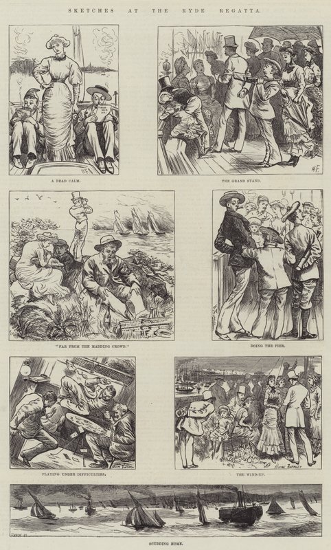 Ryde帆船赛的草图 作者 哈里·弗尼斯（Harry Furniss）