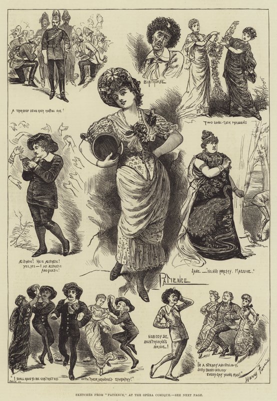 Patience的歌曲，在Opera Comique 作者 哈里·弗尼斯（Harry Furniss）