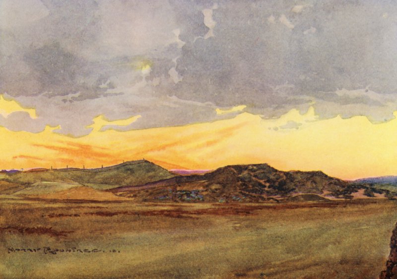 高尔夫球场：普雷斯威克，回望 "阿尔卑斯山"（彩色石版画） 作者 哈利 (1878 1950) 朗特里