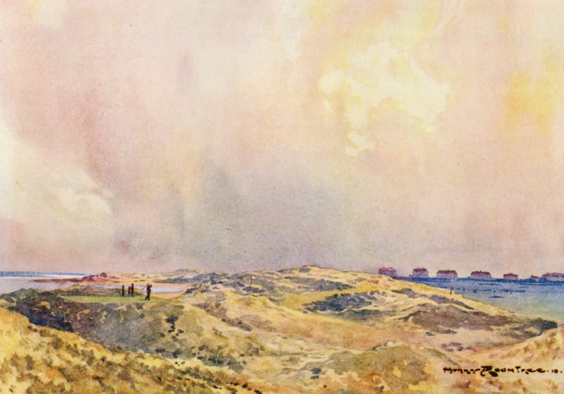 高尔夫球场：霍伊湖，第十二个发球台（彩色石版画） 作者 哈里 (1878-1950) 朗特里