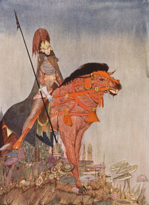 埃德加-爱伦-坡：《梅岑格施泰因》（彩色石版画） 作者 哈里·克拉克