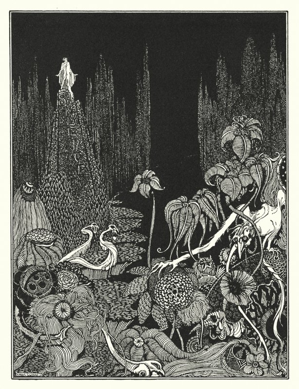 埃德加-爱伦-坡：沉默（石版画） 作者 哈里·克拉克