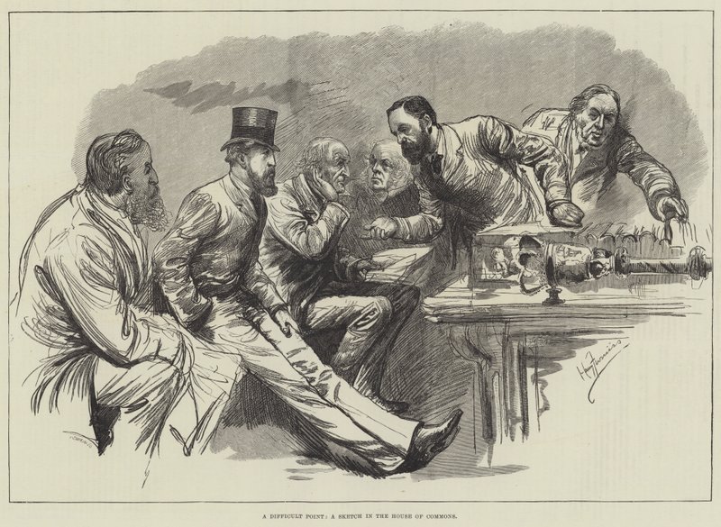 一个难点，下议院的草图 作者 哈里·弗尼斯（Harry Furniss）