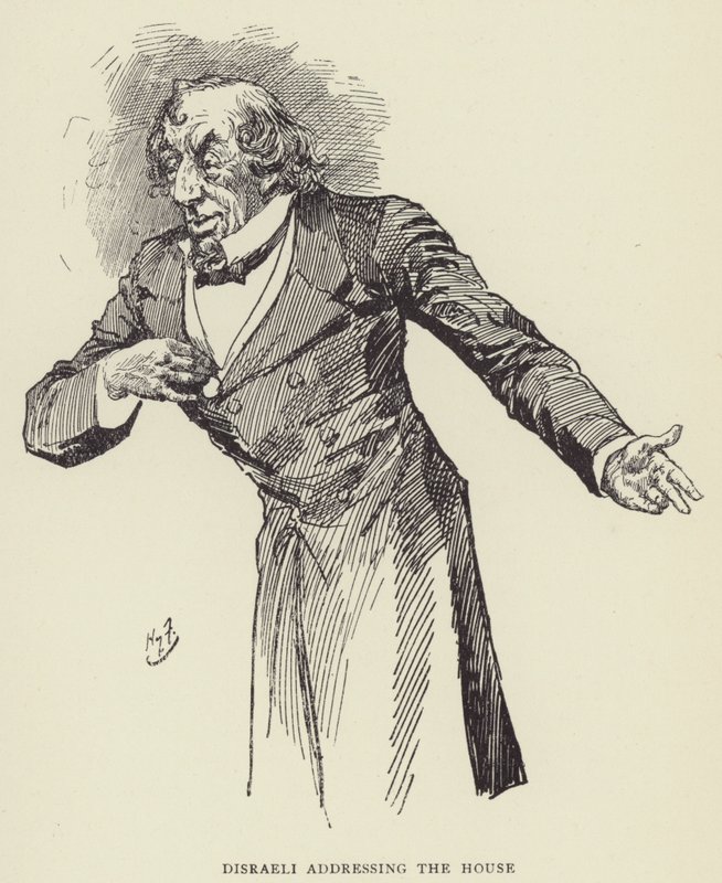 迪斯雷利在众议院发表讲话 作者 哈里·弗尼斯（Harry Furniss）