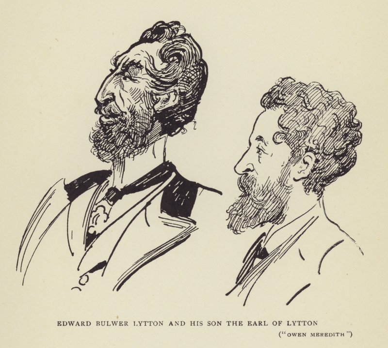 Edward Bulwer Lytton和他的儿子，Lytton伯爵，Owen Meredith 作者 哈里·弗尼斯（Harry Furniss）