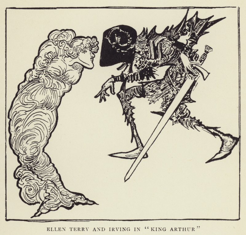 埃伦特里和欧文在亚瑟王 作者 哈里·弗尼斯（Harry Furniss）