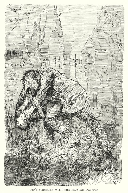 Illustration for Great Expectations by Charles Dickens (litho) 作者 哈里·弗尼斯（Harry Furniss）