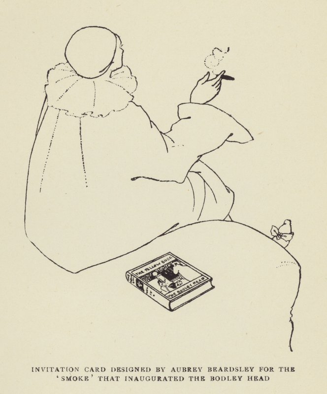邀请卡由Aubrey Beardsley为烟雾设计，为Bodley Head揭幕 作者 哈里·弗尼斯（Harry Furniss）