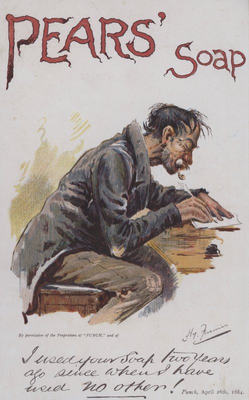 梨的肥皂，背书信（彩色石版画） 作者 哈里·弗尼斯（Harry Furniss）