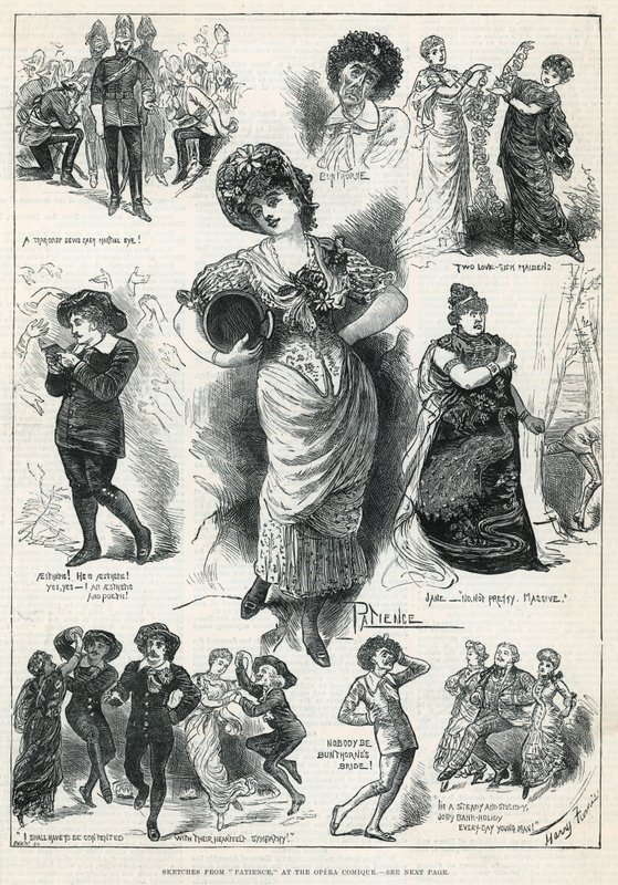 歌剧《耐心》的草图（版画） 作者 哈里·弗尼斯（Harry Furniss）