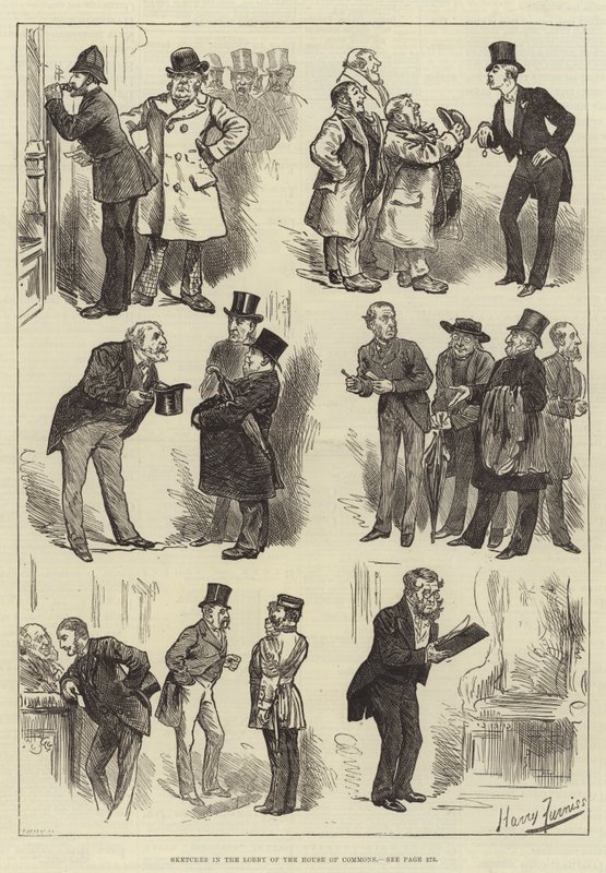 下议院大厅的草图 作者 哈里·弗尼斯（Harry Furniss）