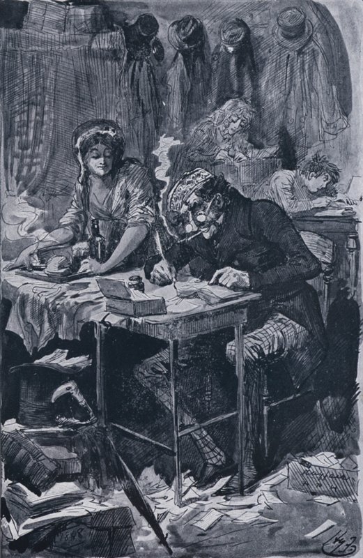 乞讨信作家（石版画） 作者 哈里·弗尼斯（Harry Furniss）