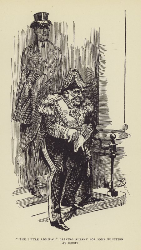小海军上将离开奥尔巴尼在法庭上的一些功能 作者 哈里·弗尼斯（Harry Furniss）