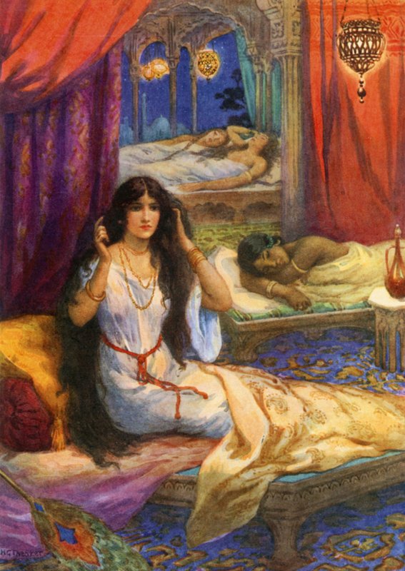 "帕巴瓦蒂被惊醒"（彩色石版画） 作者 哈里·乔治·西克