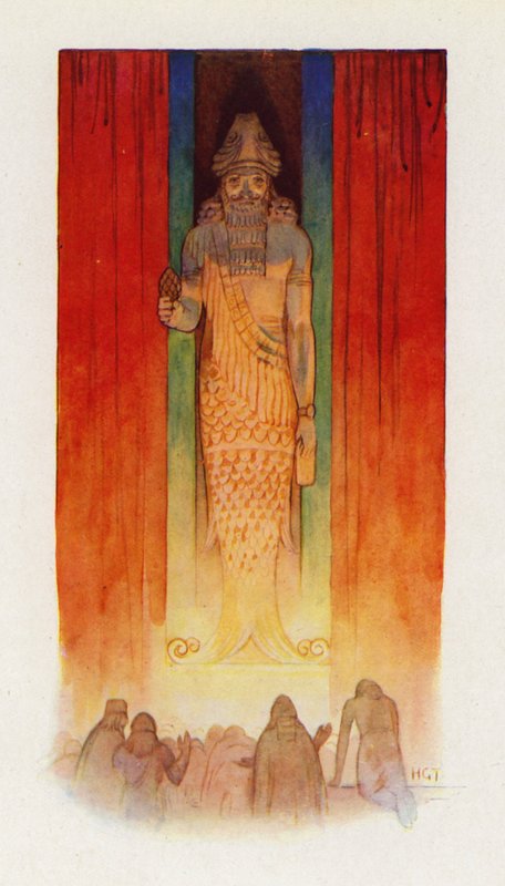 非利士人的主神是鱼神（彩色石版画） 作者 哈里·乔治·西克