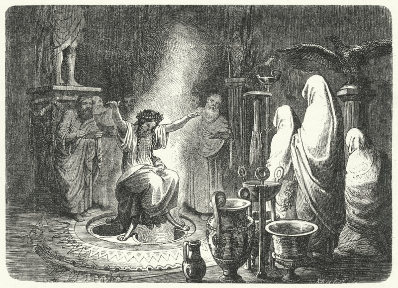 皮提亚，德尔斐阿波罗神庙的女祭司（版画） 作者 海因里希·勒特曼