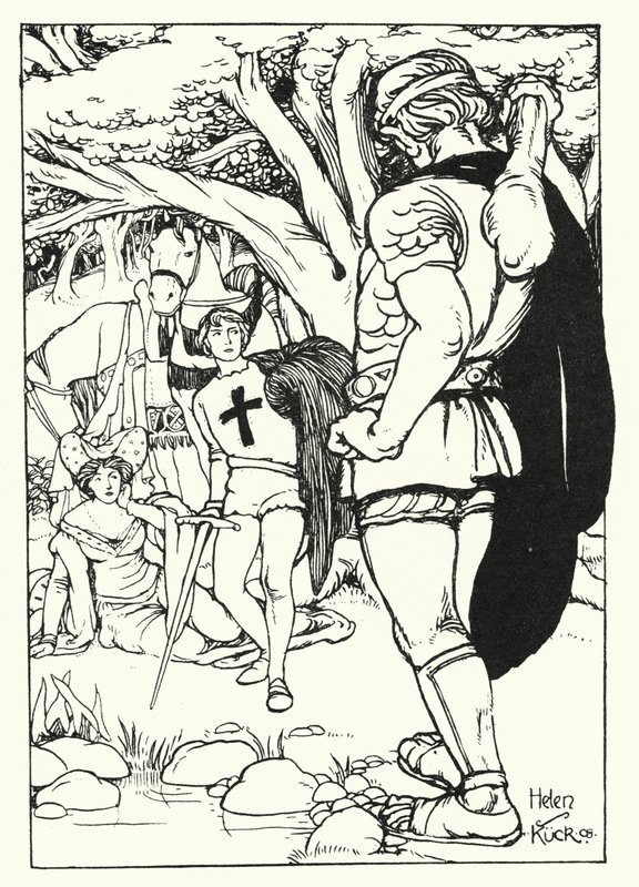 Red Cross meets the Giant Orgoglio (engraving) 作者 海伦·库克（Helen S.Kuck）