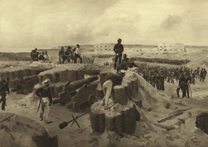 1854年Bomarsund战役（凹版印刷） 作者 亨利·路易斯·杜普雷
