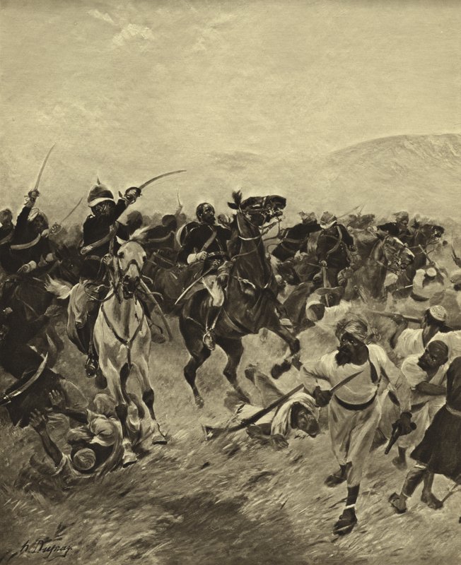 Fatehabad战役，1879年（凹版印刷） 作者 亨利·路易斯·杜普雷