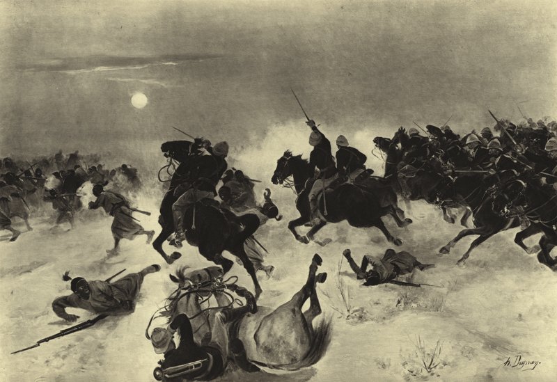 1882年卡萨森之战（凹版印刷） 作者 亨利·路易斯·杜普雷