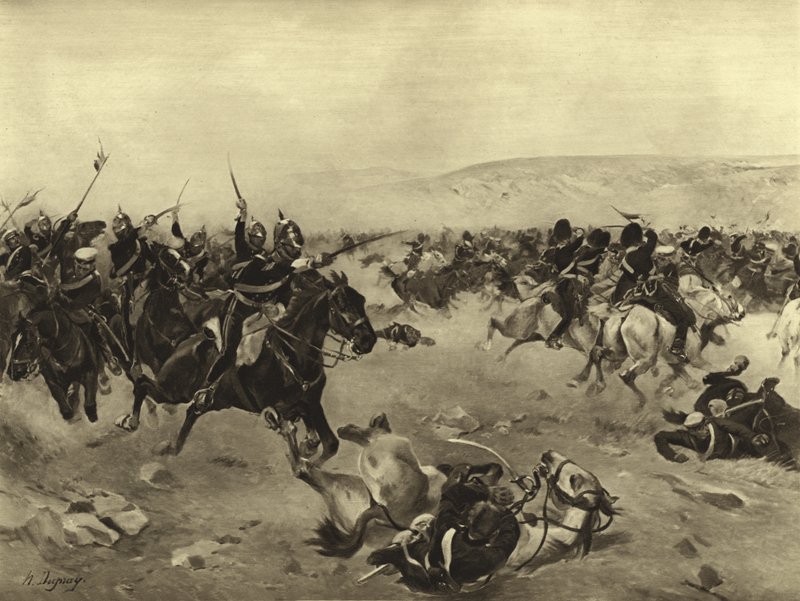重型旅的指控，巴拉克拉瓦之战，1854年（凹版印刷） 作者 亨利·路易斯·杜普雷