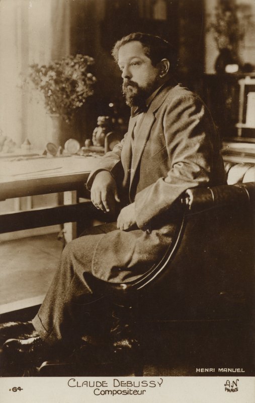克劳德·德彪西，法国作曲家（1862-1918）（黑白照片） 作者 亨利·曼努埃尔（Henri Manuel）