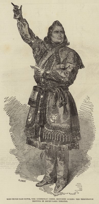 Ojibbeway酋长Kah-ge-ga-gah-bowh在Drury-Lane剧院的节制会议期间勾勒出来 作者 亨利·阿内莱