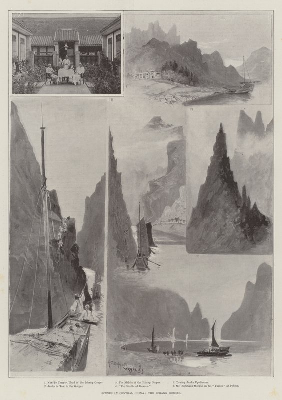 中国中部的场景，Ichang峡谷 作者 亨利·查尔斯·塞普金斯·赖特