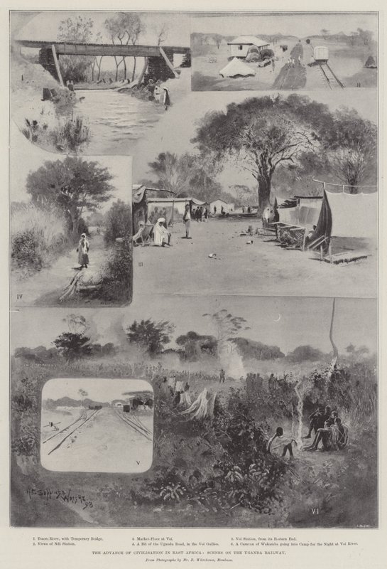 东非文明进步，乌干达铁路的场景 作者 亨利·查尔斯·塞普金斯·赖特