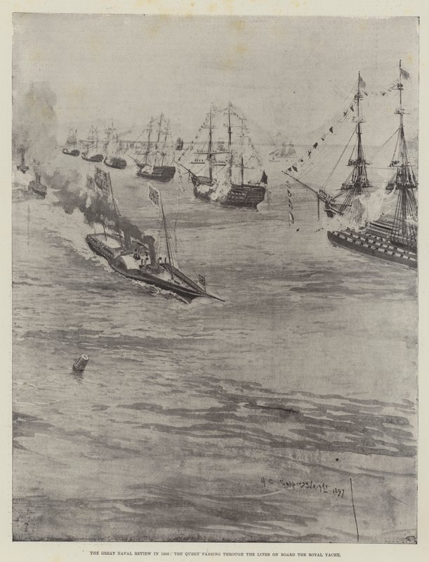 1856年的伟大海军评论，女王穿越皇家游艇上的线路 作者 亨利·查尔斯·塞普金斯·赖特