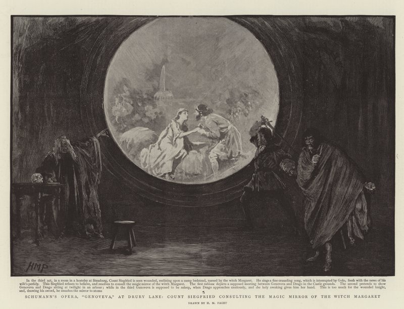 Schumann的歌剧，Genoveva，在Drury Lane，Siegfried伯爵咨询巫婆玛格丽特的魔镜 作者 佩吉特亨利万豪酒店
