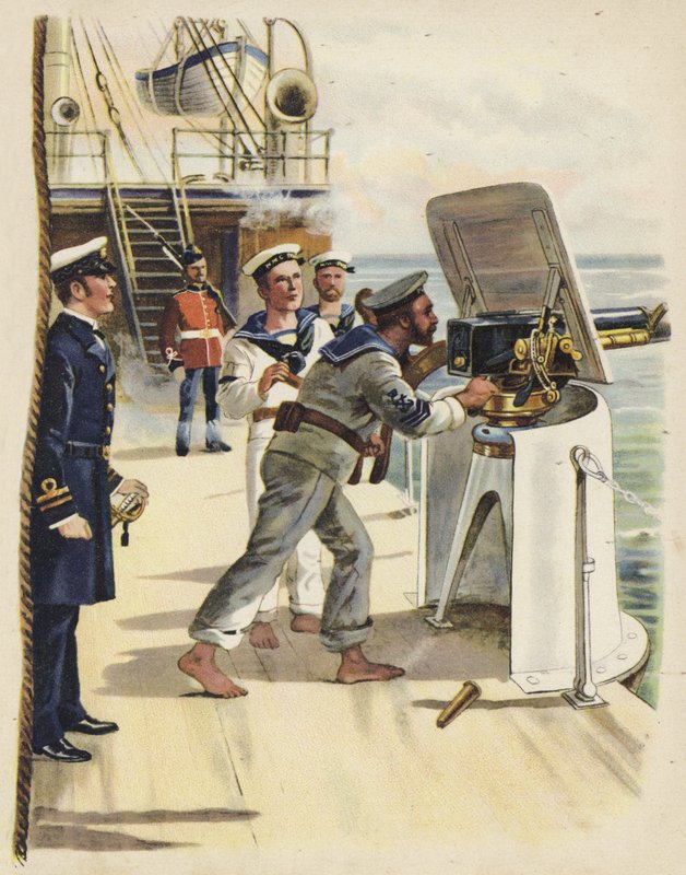 海军演习期间的枪钻，1891年（chromolitho） 作者 亨利·佩恩