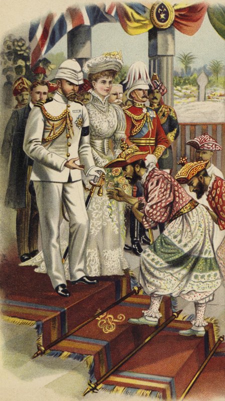 约克公爵和康沃尔郡，位于锡兰康提的杜巴，1901年（chromolitho） 作者 亨利·佩恩