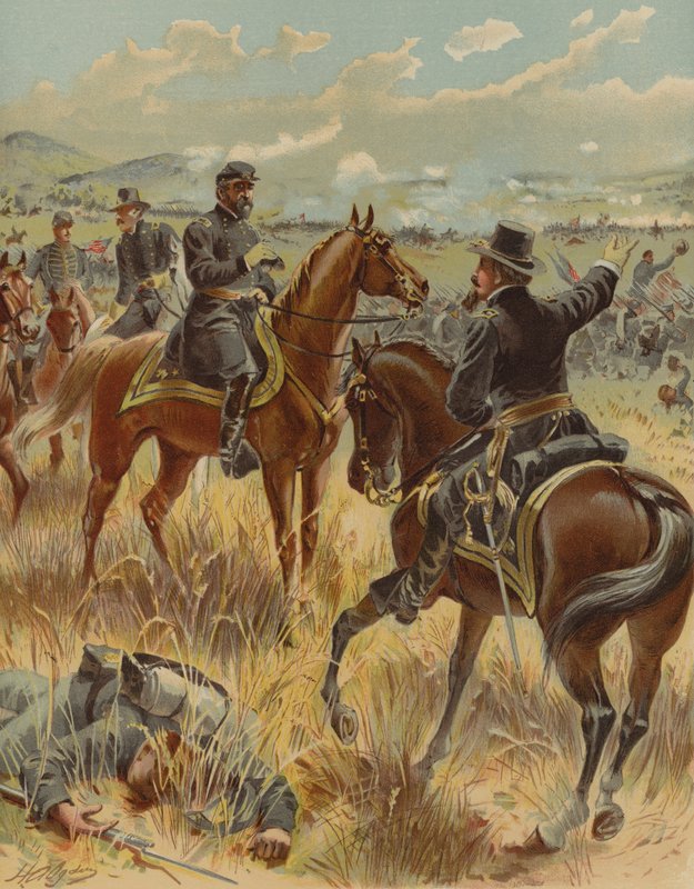 1863年7月2日美国内战，宾夕法尼亚州葛底斯堡战役中的米德将军 作者 亨利·亚历山大·奥格登
