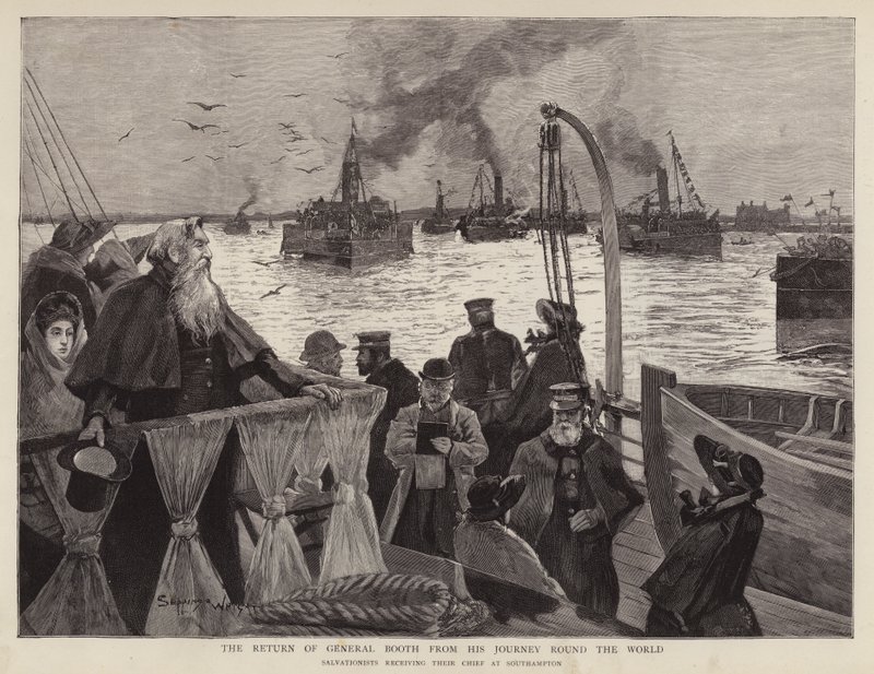 General William Booth, British founder of the Salvation Army, arriving back at Southampton after his world tour 作者 亨利·查尔斯·塞普金斯·赖特