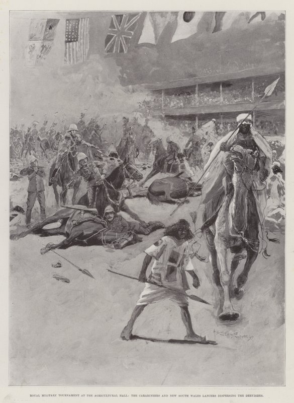 皇家军事锦标赛在农业大厅，Carabineers和新南威尔士枪骑兵分散了Dervishes 作者 亨利·查尔斯·塞普金斯·赖特